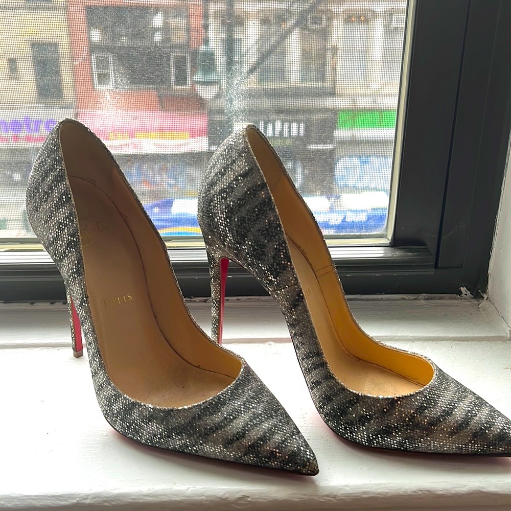 Christian Louboutin, Silver, 37.5